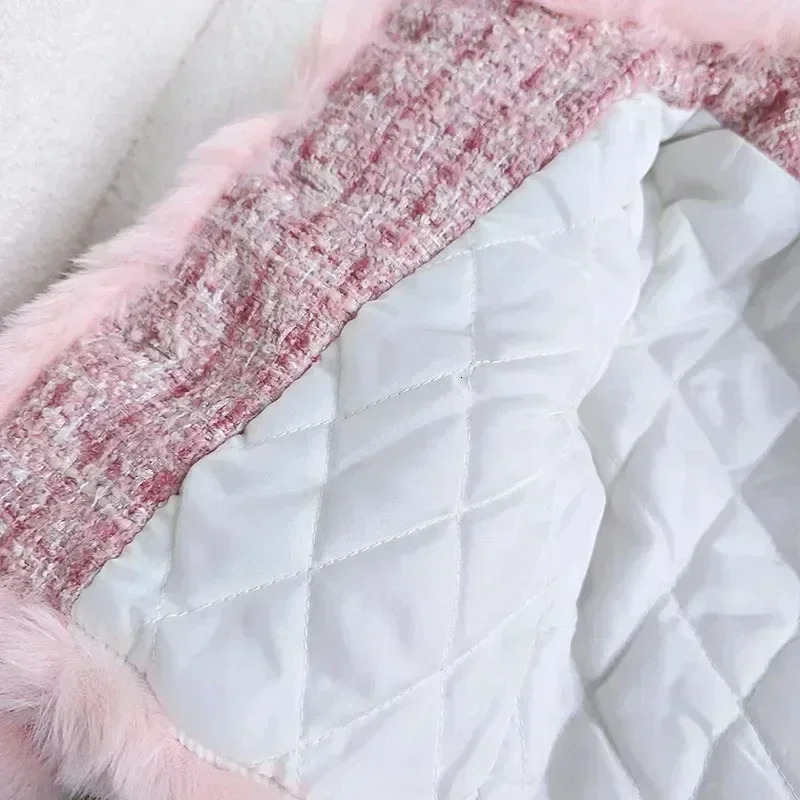 Spring Winter Girl Kids 2Pcs Tweed Clothes Sets Fashion Children Suits for 1-10Years Childrens Cotton Padded Jacket CoatSkirt 241213