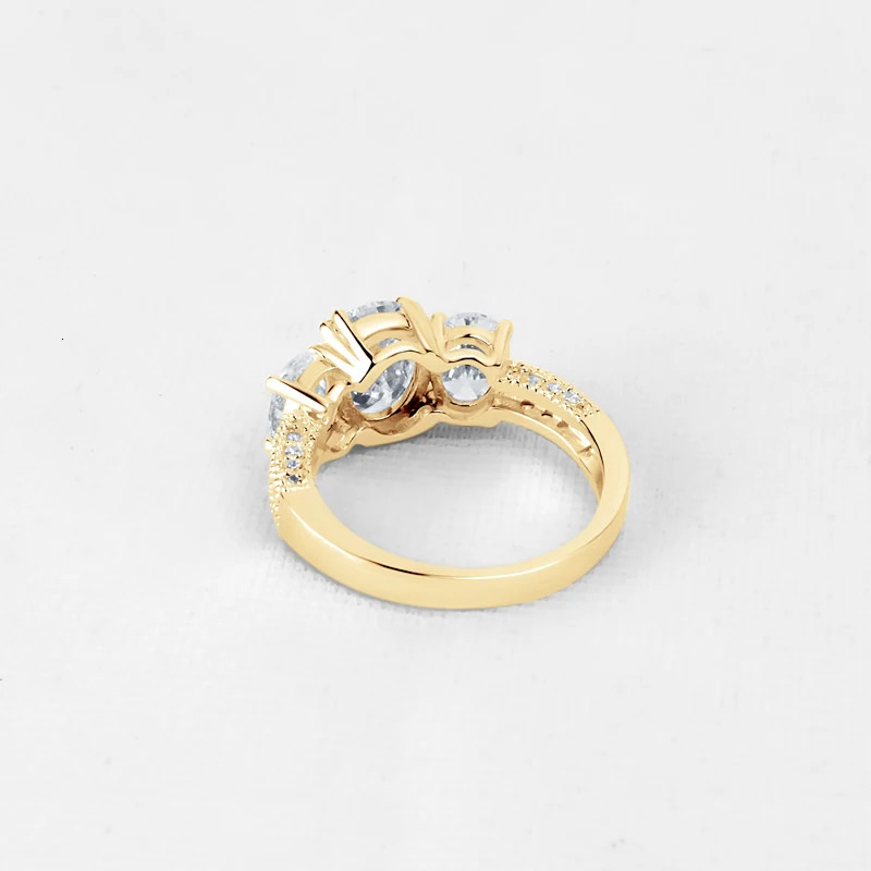 Lnngy Certified 20ct Oval Cut Three Stone Ring 10K Solid Gold Rings for Lovers Bridal Wedding Jewelry 241213