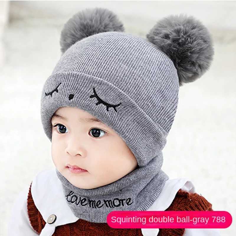 Solid Color Wool Knitted Bonnet Baby Newborn Baby Hat Pompom Cute Winter Hat For Kids Boys Girls Children Warm Beanie Cap 0-3Y W241213