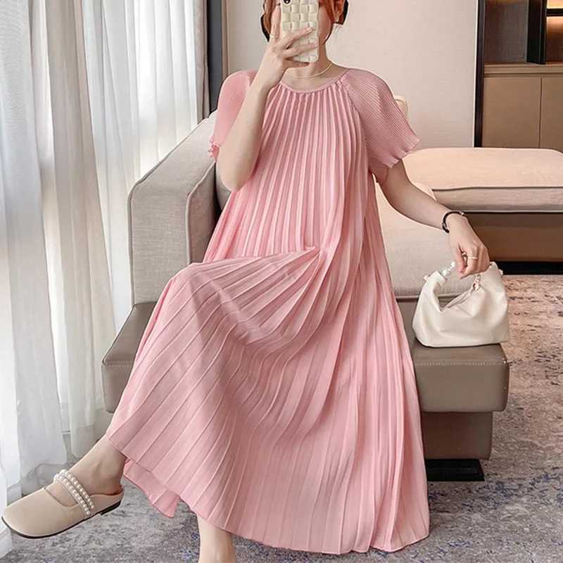 Materni Dresses Korean Fashion Chiffon Materni Dress Elegant Sweet Loose Clothes for Pregnant Women Ins Pregnancy ClothingXJ241213