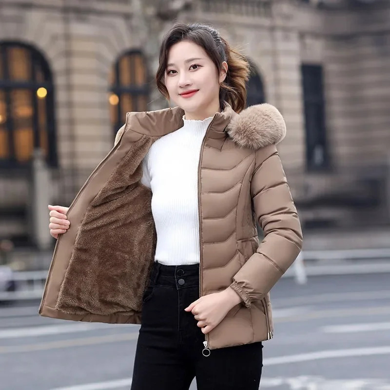 2024 winter jacket womens Parka fashion long coat wool lining hooded Parkas ultrathin with fur collar warm chiffon 241212
