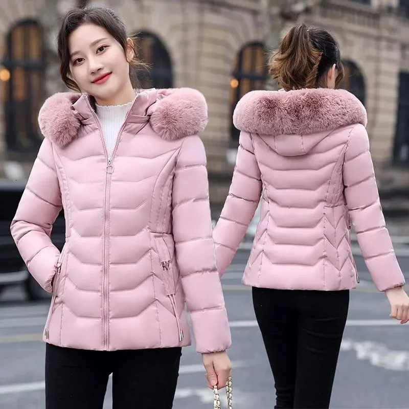 2024 winter jacket womens Parka fashion long coat wool lining hooded Parkas ultrathin with fur collar warm chiffon 241212