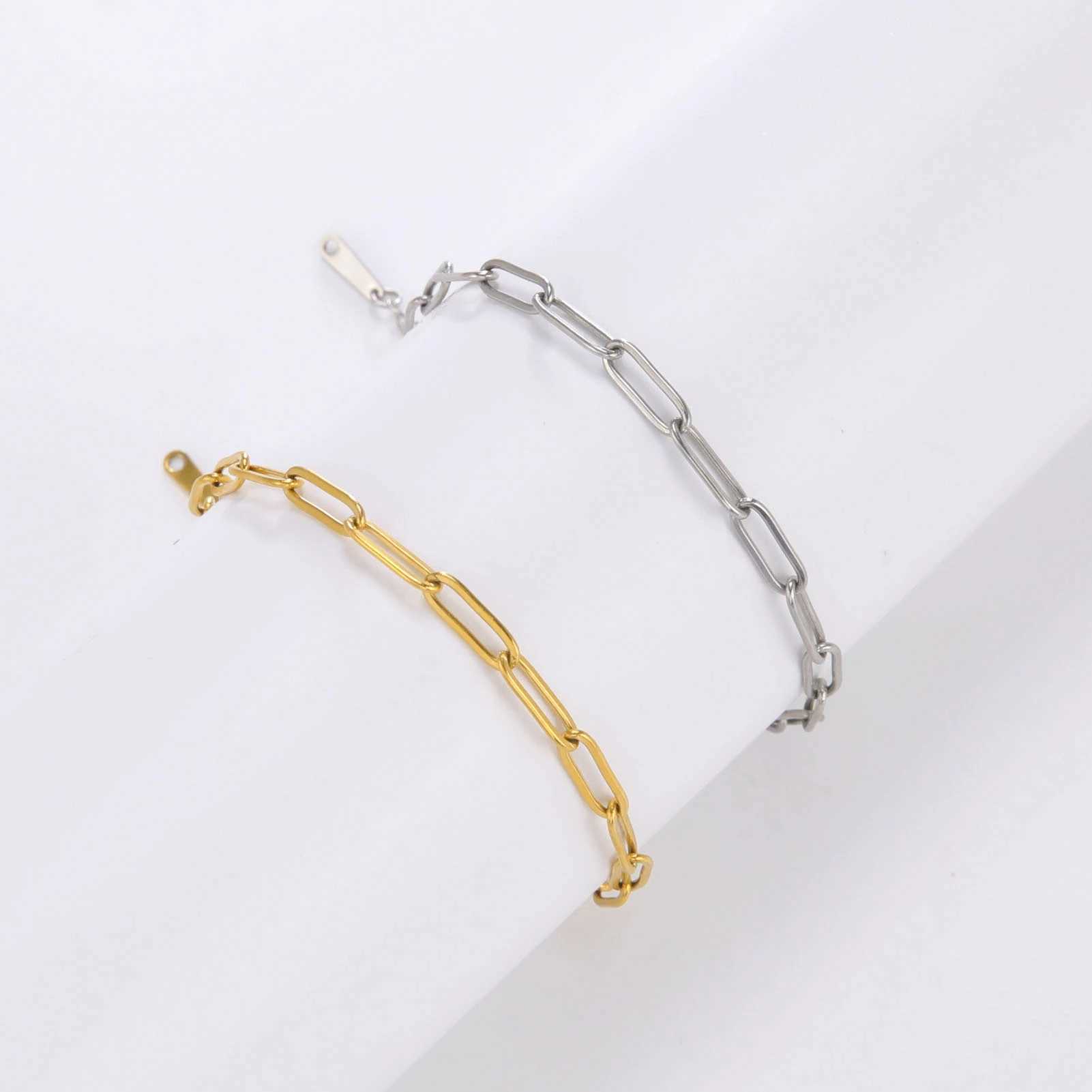 Skyrim Friendship Perclip Link Chain Men Women Girls Stainl Steel Gold Color Bracelets Minimalist Jewelry Valentine GiftXJ241214