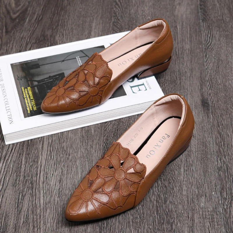Mid Casual For Women Heels Wedding Hollow Out Black Square Heel Formal Shoes Work Lady Fall Atilla Mujer