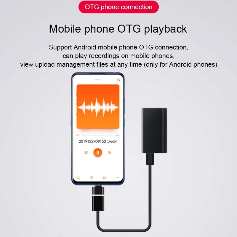 2500mAh voice activated recorder with built-in Magent Dictophone digital recording device audio micro recorder MP3 player 241209