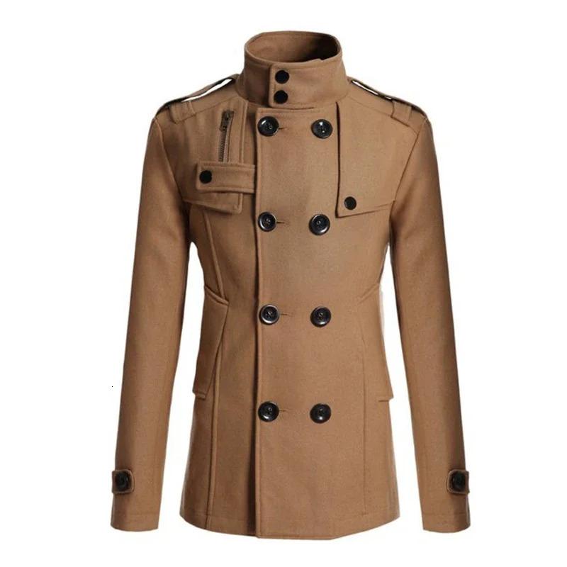 Mens Long Coat Winter Warm Woolen Overcoat Fashion Casual Lapel Button Gentleman for Man High Street Top 241213