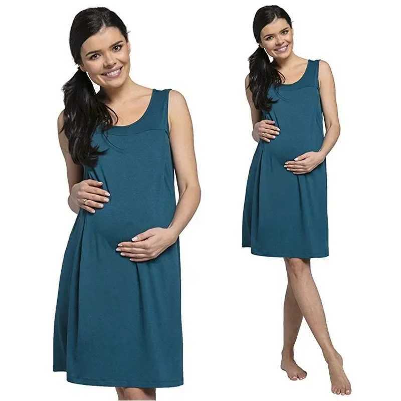 Gown Nursing Dress Solid Color Breastfeeding Dress 2024 Materni Loose Comfortable HospitalXJ241213