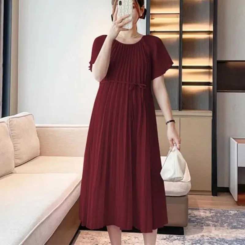 Materni Dresses Korean Fashion Chiffon Materni Dress Elegant Sweet Loose Clothes for Pregnant Women Ins Pregnancy ClothingXJ241213