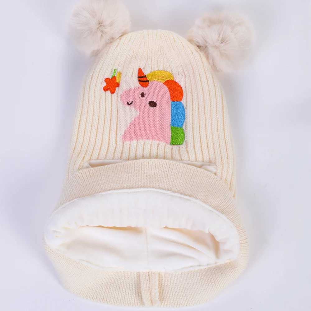 New winter warm baby one-piece snow hat suitable for boys girls children ear protection hats outdoor windbreakers bears Christmas hats W241213