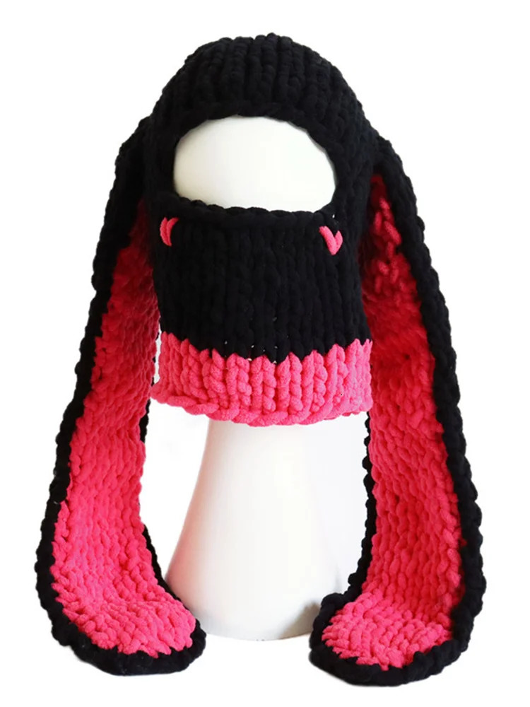 Beanie long ear hat knitted hat cute animal ear hat suitable for women winter warm hat warm hat 241205