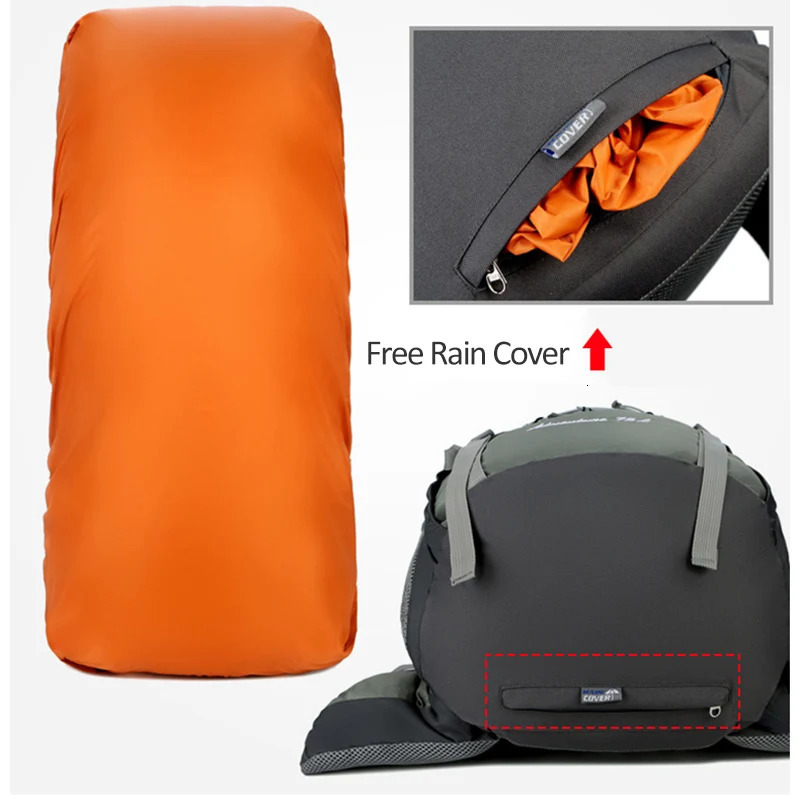 75L Camping Backpack Travel Sport Bag With Rain Cover Climbing Mountaineering Trekking Outdoor Rucksack Hiking Bag Shoulder Men 241214