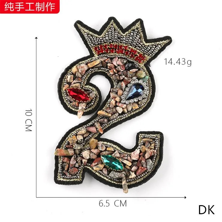 arrival 3 pcs Handmade Numbers Beaded Embroidered patches sew on Motif Applique bag hat shoe diamond accessory diy 241213