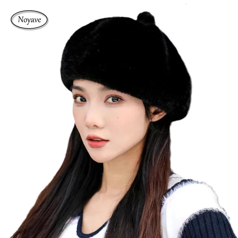 False Mink Fur Berets Hat Elegant Womens Winter Caps Fashion Artificial Fur Hats Knitted Warm False Mink Fur Hats 241214