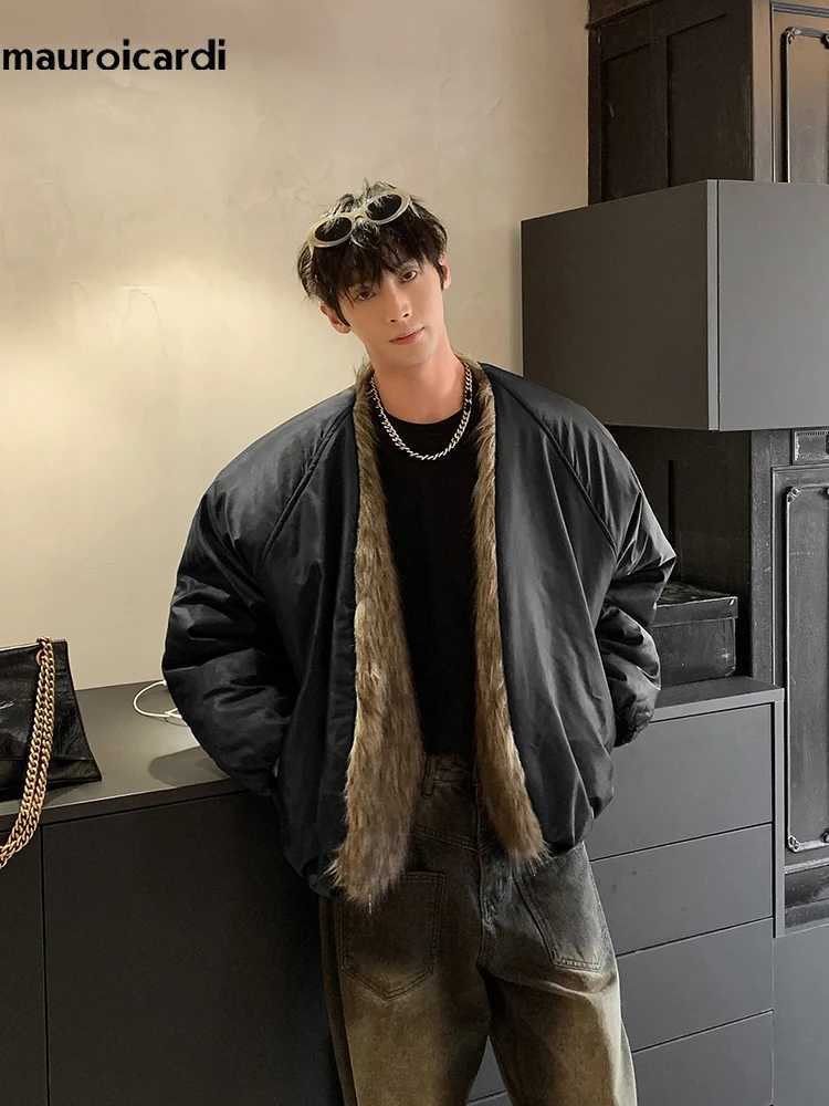 Mauroicaldi Winter Cool Ultra fine Warm Fury Reversible Artificial Fur Park Mens High Quality Luxury Fluffy Jacket W241213