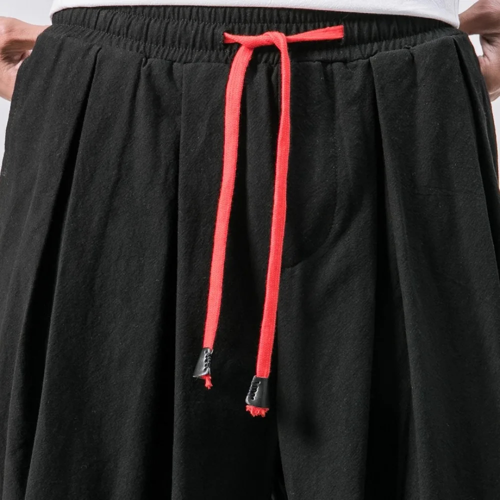 Oversized Men Harem Pants Loose Chinese Style Cotton and Linen Sweatpants Joggers High Quality Casual Trousers 241214