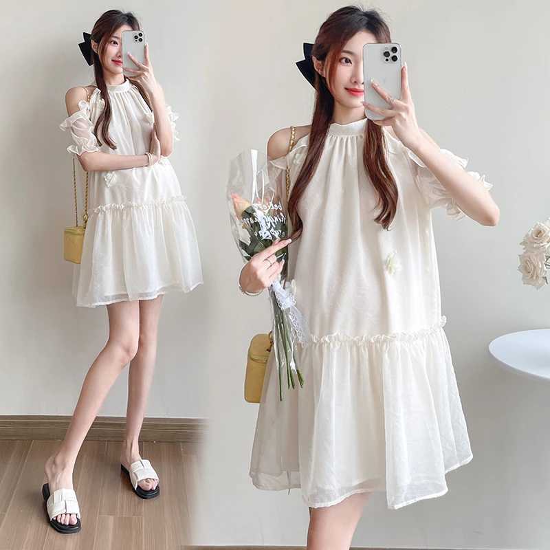 Loose Sweet Ruffled A-line Materni Dress Short Pregnant Woman Clothes Shoulderless Princess Par Dress Ball Gown Dress LovelyXJ241213
