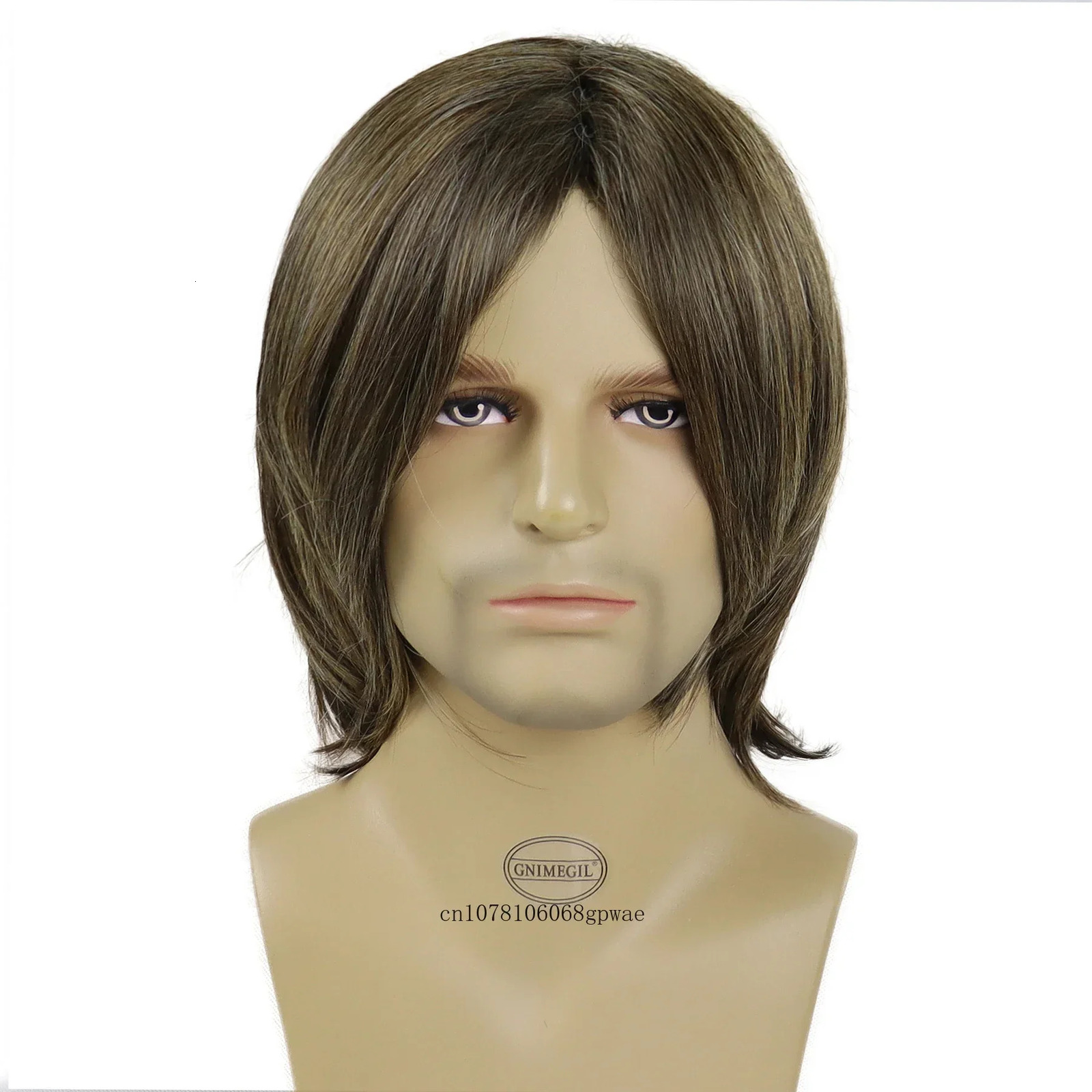 Synthetic Male Brown Wigs Fashion Style Short Mens Wig with Bangs Side Parting Wig Man Daily Halloween Party Natural Soft Hair 241213