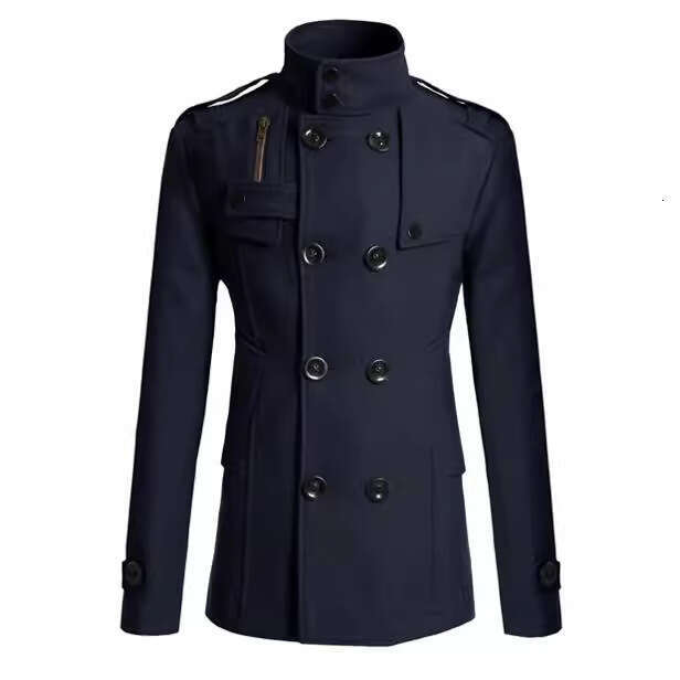 New For Foreign Trade, Slim Fit Mid To Long Woolen Windbreaker, Men's Coat