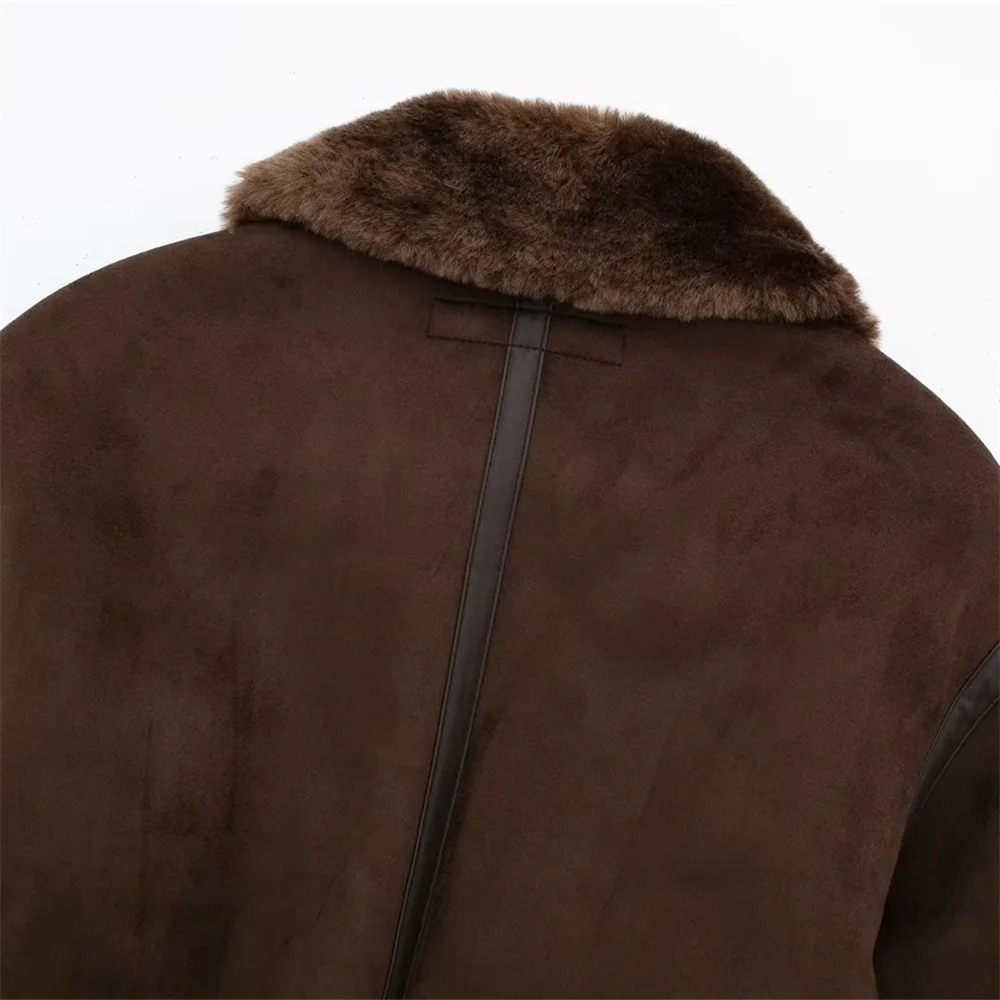 UNIZERA Autumn/Winter Womens Casual Stand Collar Comparison with Decorative Loose Double sided Jacket Coat 241210