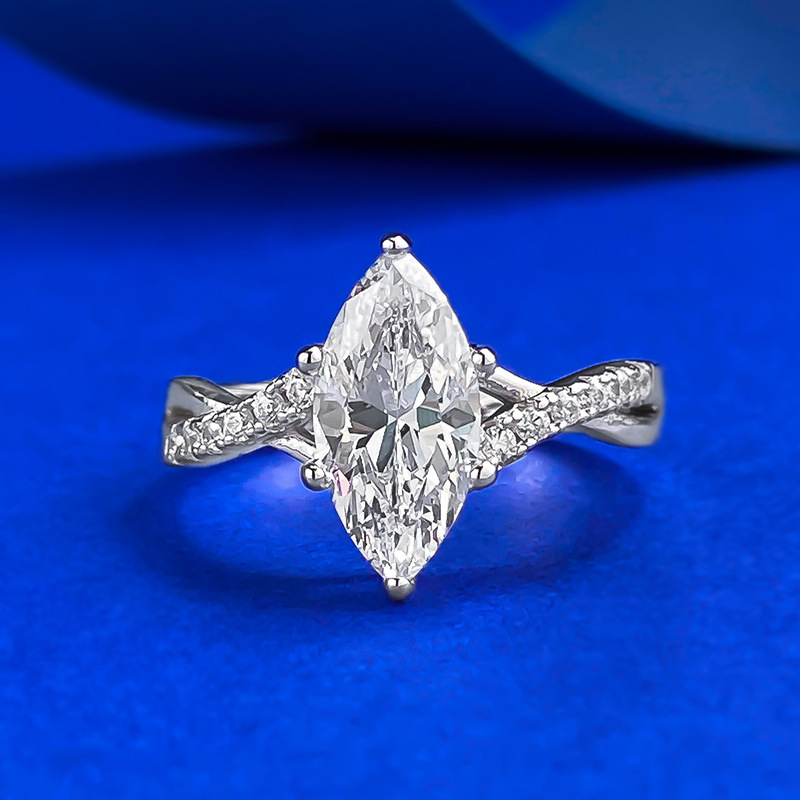 Choucong Brand New Wedding Rings Luxury Jewelry Handmade Genuine 100% S925 Sterling Silver Marquise Cut White Moissanite Diamond Elegant Women Engagem