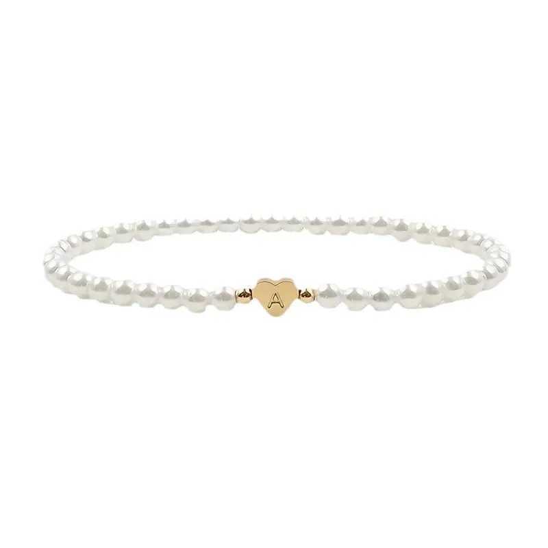 26 Letters Initial Bracelet For Women Faux Pearl Bracelet Fashion Women link Bracelet Wristband Jewelry gift Pearl Bracelet A-ZXJ241214