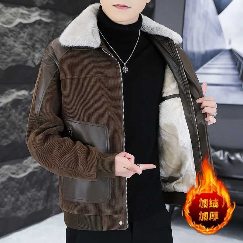 High Quality 2024 Winter Mens Thicken Fleece Jackets Casual Fur Collar Warm Plush Coat Streetwear Slim Fit Windproof Top Parkas W241213