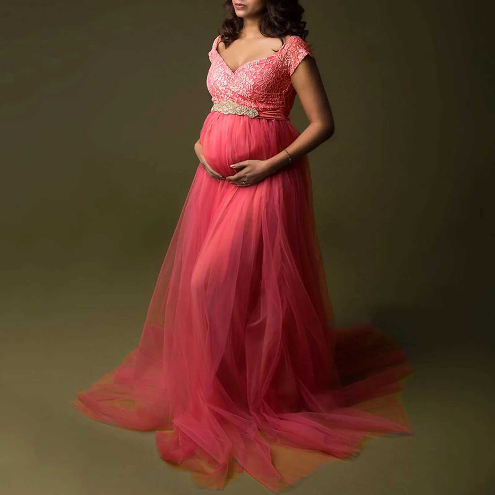 Materni Dress Wedding Dresses Clothes Breast Feeding Dress Supplier Elegant Large Swing Lace Materni Dresses PhotoshootXJ241213