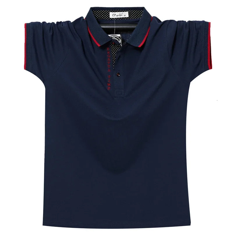 Men Polo Shirt Summer Breathable Cotton Letter Embroidery Short Top Tees Business Casual 6XL Plus Size 241213