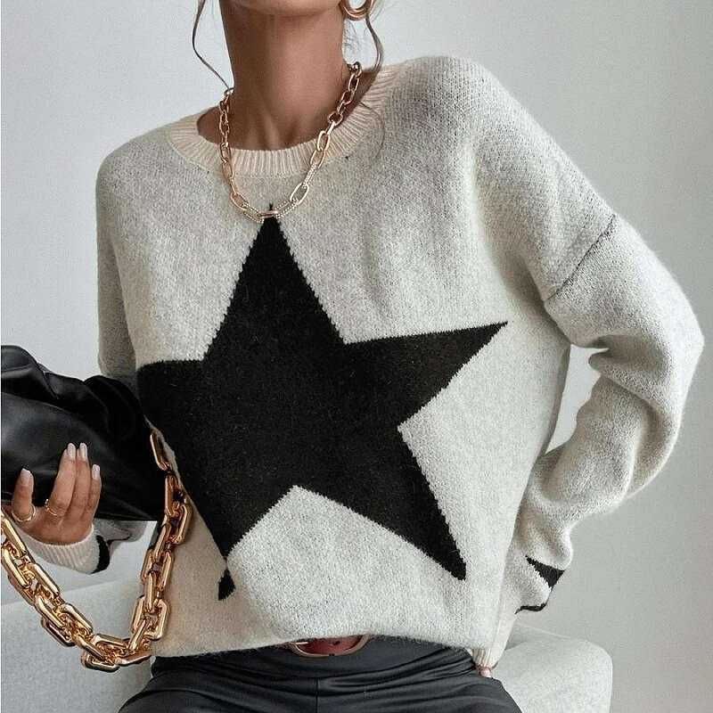 2024 Autumn/Winter New Wear Pullover Round Neck Thread Temperament Personalized Sweater Knitwear Coat Women's