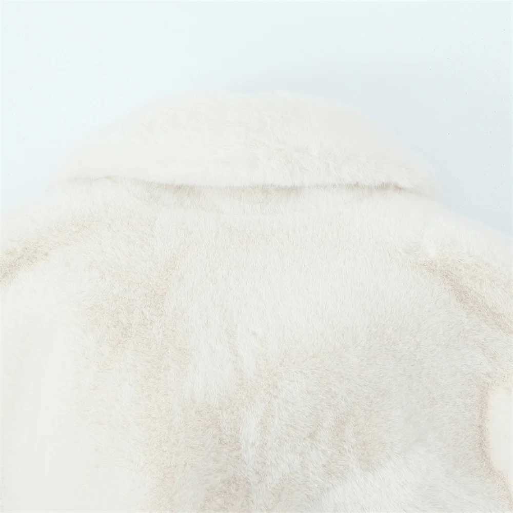 UNIZERA with belt lapel solid color medium to long plush coat autumn and winter new warm coat for women W241213