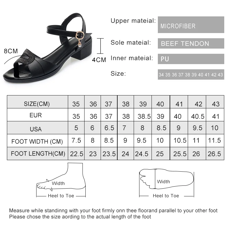 AIYUQI Women Sandals Summer Fashion Mid Heel Women Sandals Non Slip Large Size Casual Women Dress Sandals