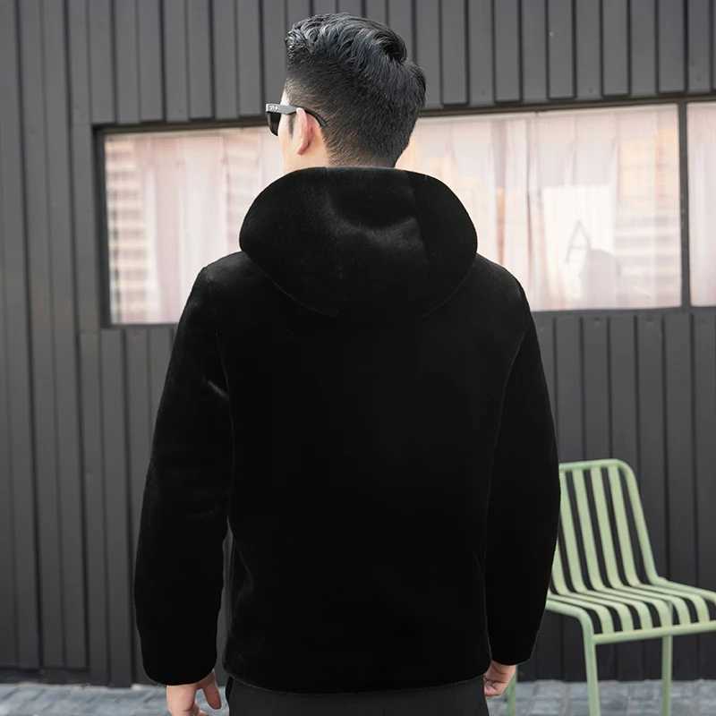 YN-27 Autumn and Winter Natural Mink Fleece Thickened Coat For Mens High End Genuine Fur Coat Fashion Casual Polo Neck Jacket W241213