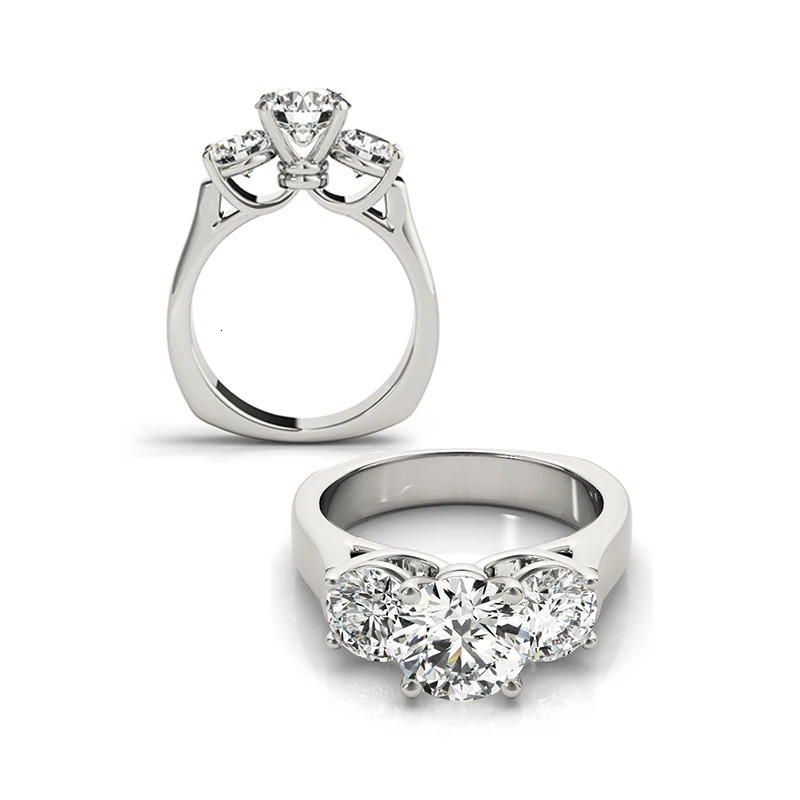 925 Sterling Silver Three Stones Wedding Engagement Ring For Women 22 Carat D Color Diamond 241213