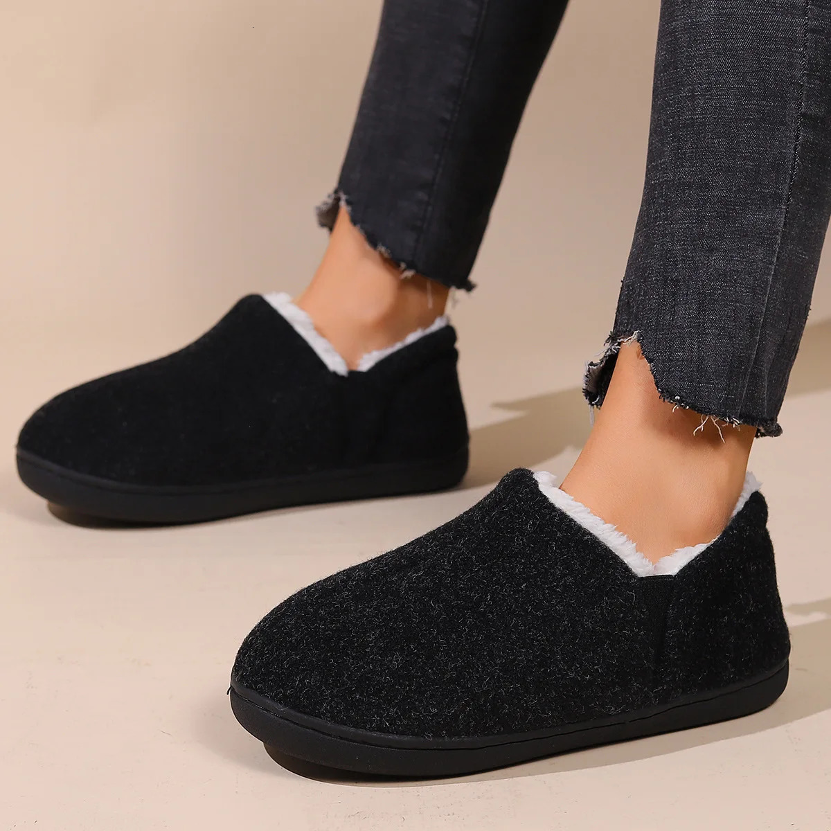 Litfun Men Winter Cotton Slippers Indoor Warm Fuzzy Casual House Shoes Memory Foam Outdoor Fashion Antiskid Plush 241214