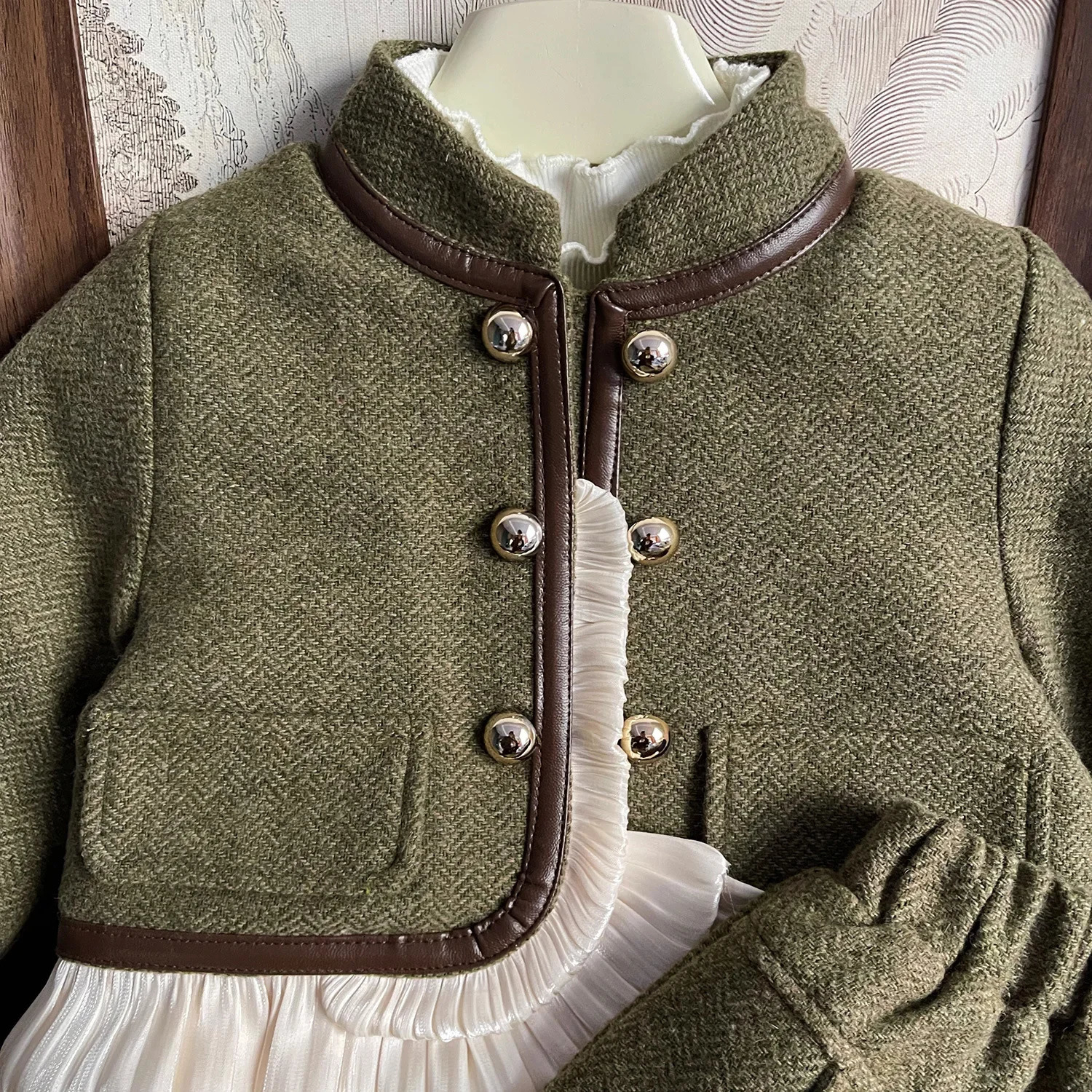 Childrens Clothing Sets Small Fragrance Lace Long Sleeve Coat Pleated Skirt Girls Kids Boutique Clothes Baby Girl Outfit Set 241213