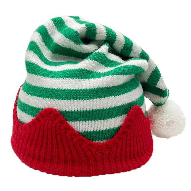 Christmas Knitted Hat Children Adults Striped Elf Hat Christmas Bean Hat Christmas Holiday Park Winter Hat W241213