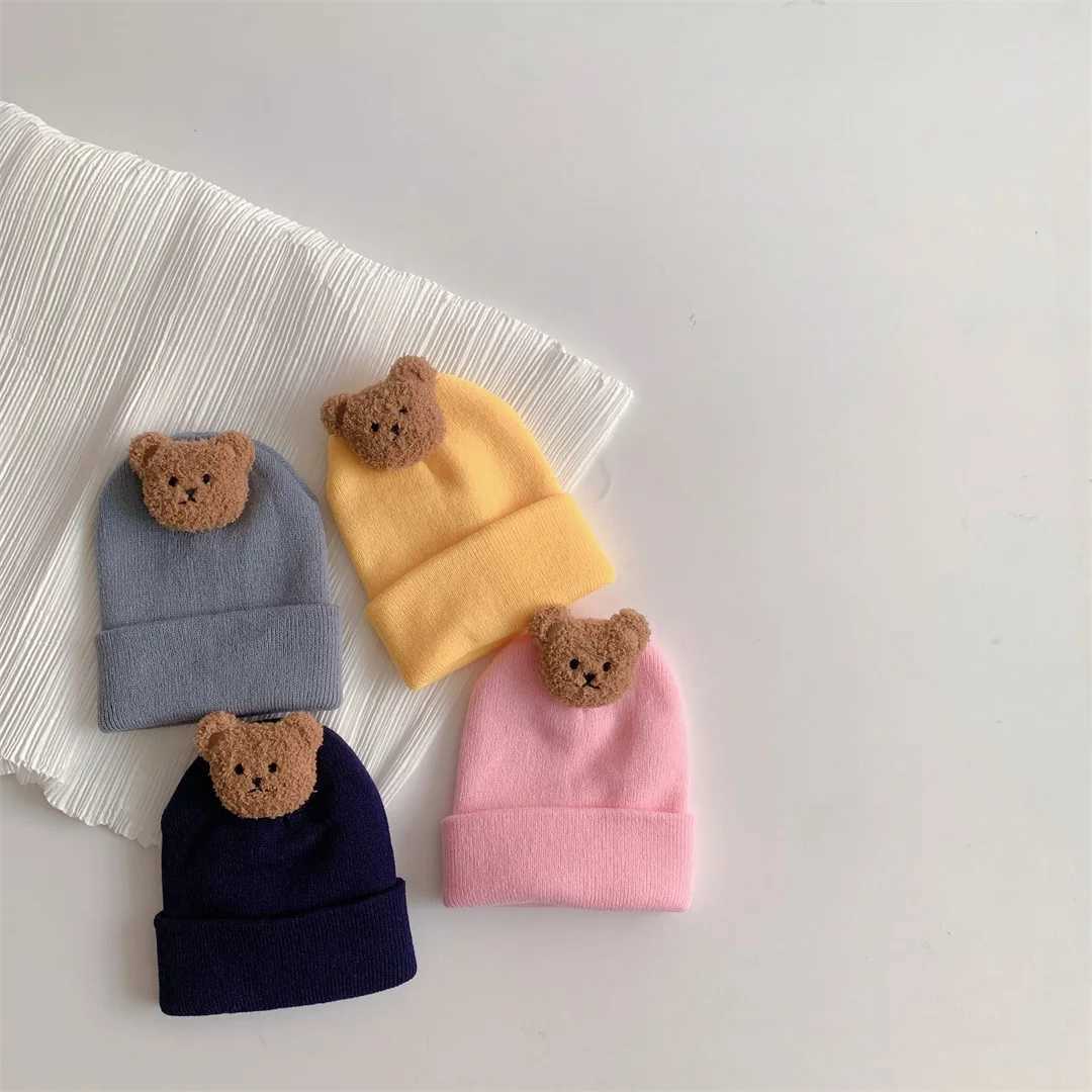 Bear Baby Knitted Hat Warm Baby Bear Boys and Girls Soft and Comfortable Toddler Hat in Autumn W241213