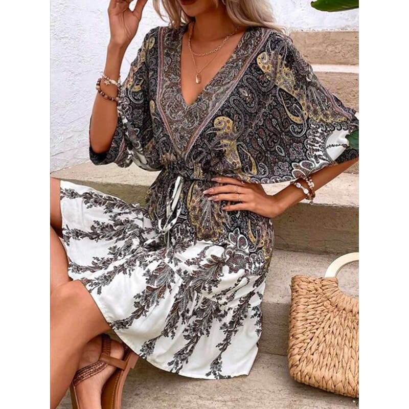 Summer European and American Hot Selg Popular Women's Holiday Ethnic Style Dress 2024 Versatile New Trendy Clothing Ins