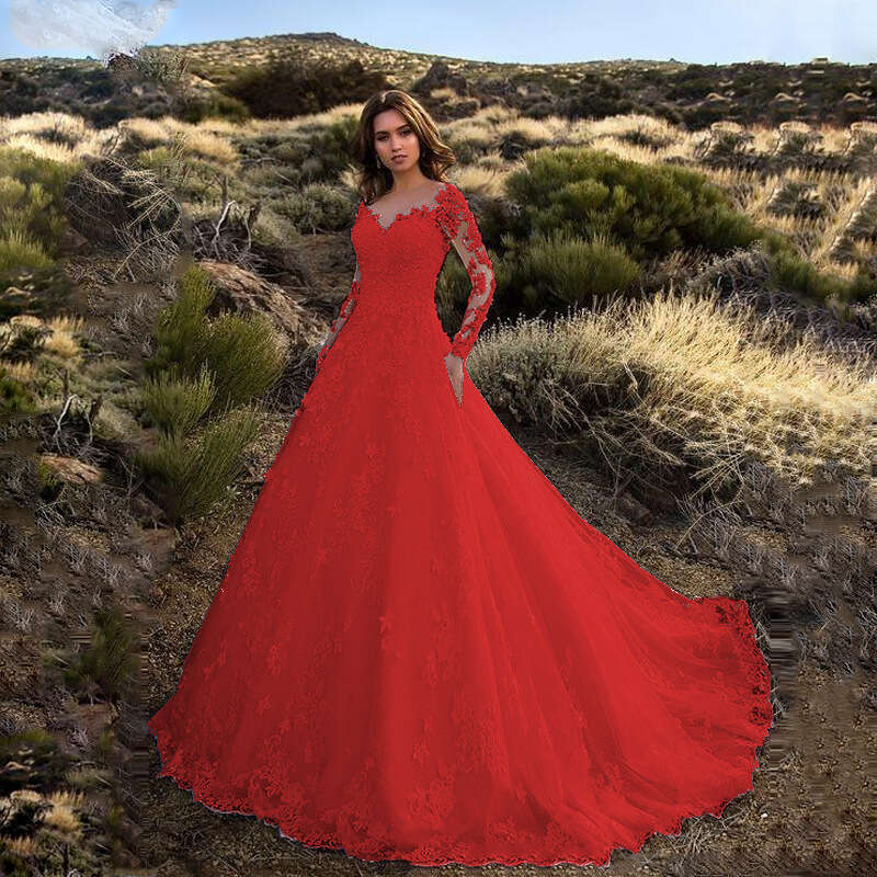 Spring New European And American Women's Sleeved One Shoulder Bridal Wedding Formal Dress, Long Skirt
