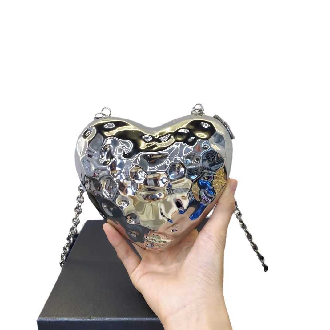 Metal Silver Mini Love Alien Meteorite Box Shell Bag Banquet Key Lipstick Chain Crossbody Small Bag Girl