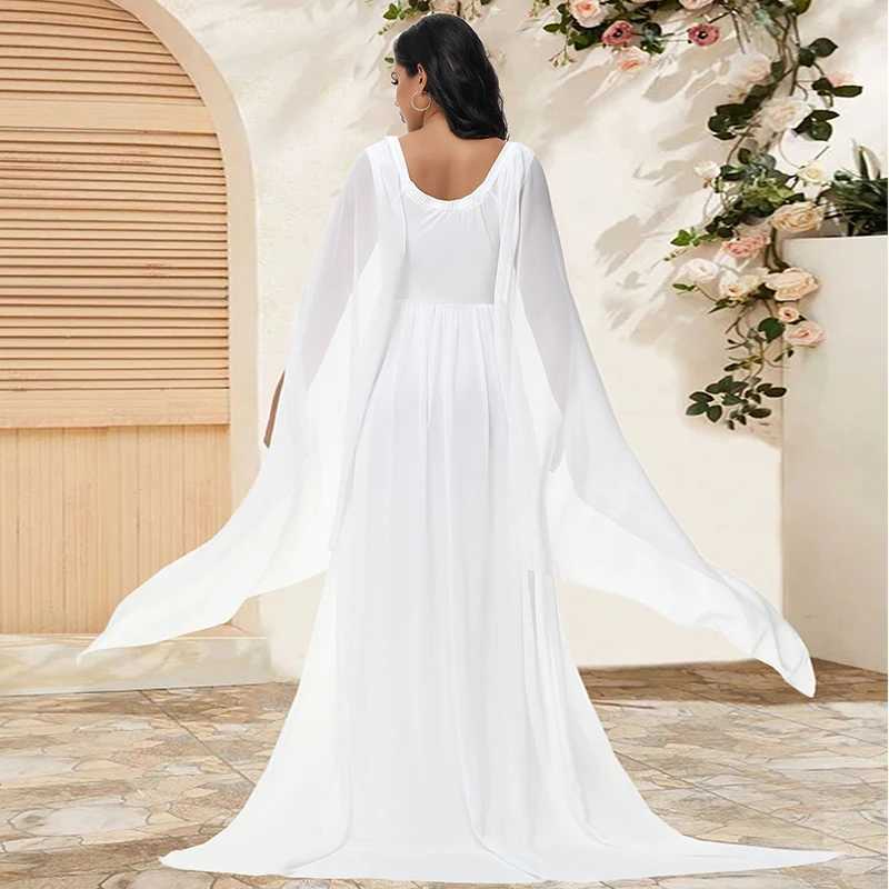 Materni Long Dress With Shl Trailing Womens Robe Floating Sleeves for Baby Shower Materni Photo ShootXJ241213