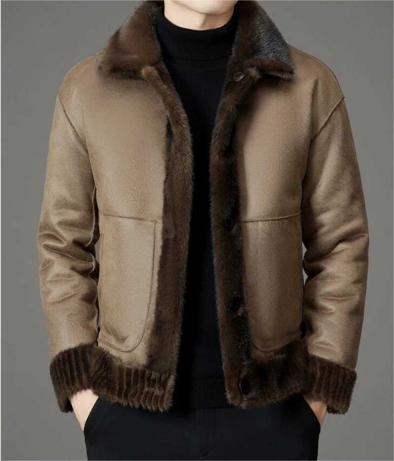 Luxury winter warm faux fur coat mens hooded thick fur coat jacket brand single chest designer mens clothing ultra-thin W241213