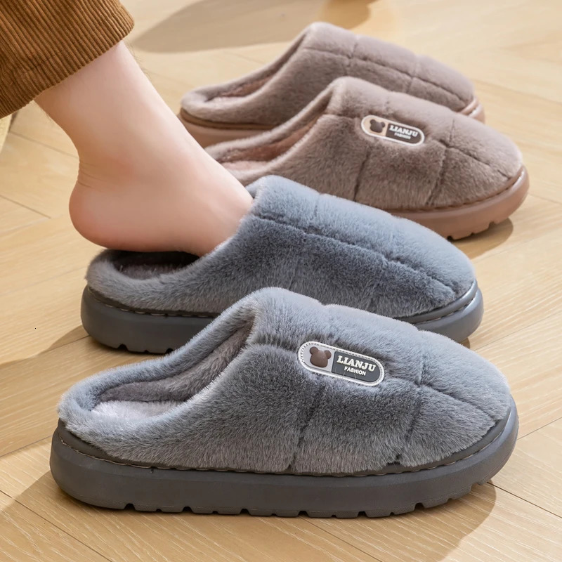 Unisex Extra Large Size Winter Warm Fluffy Slippers Soft Nonslip Slides For Men Women Indoor Mule Flat Home Cotton Shoes 241214