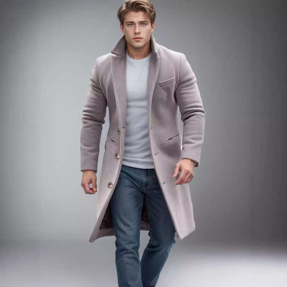 New Woolen Coat For Men, Mid To Long Length Windbreaker Jacket, Fashionable Quality, Classic