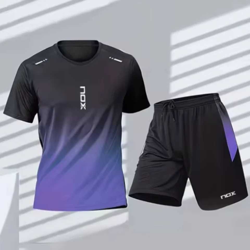 Men's Tracksuits Nox Padel Tracksuit Summer Mens T-shirt And Shorts Tracksuit Breathable And Loose Tennis Tracksuit Running Training Wear H241211