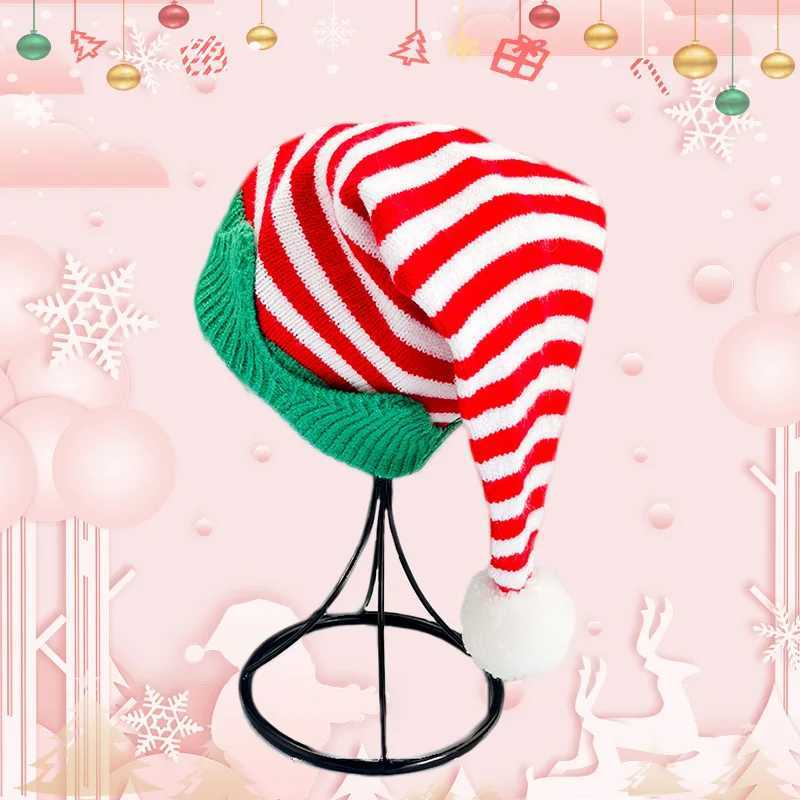 Christmas Knitted Hat Children Adults Striped Elf Hat Christmas Bean Hat Christmas Holiday Park Winter Hat W241213