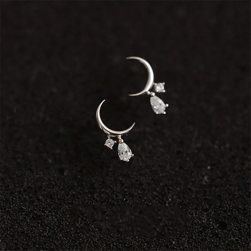 HI WOMAN 925 Sterling Silver Korean Moon Tassel Zircon Earrings for Woman Wedding Jewelry Gift 241214