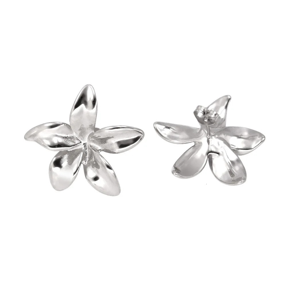 Retro Simple Stainless Steel Flower Earrings Jewelry Spring And Autumn Must-Have Personality Versatile Earrings 241214