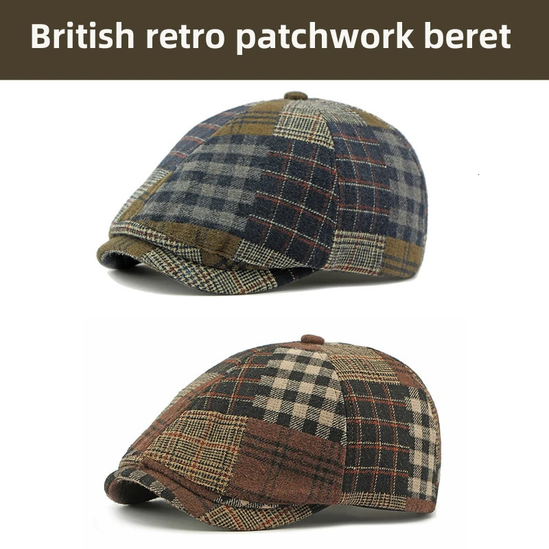 Fashion Unisex Official-website Beret Hat with Plaid Retro English Style Cap for Both Men and WomenSupport Wholesale 241214