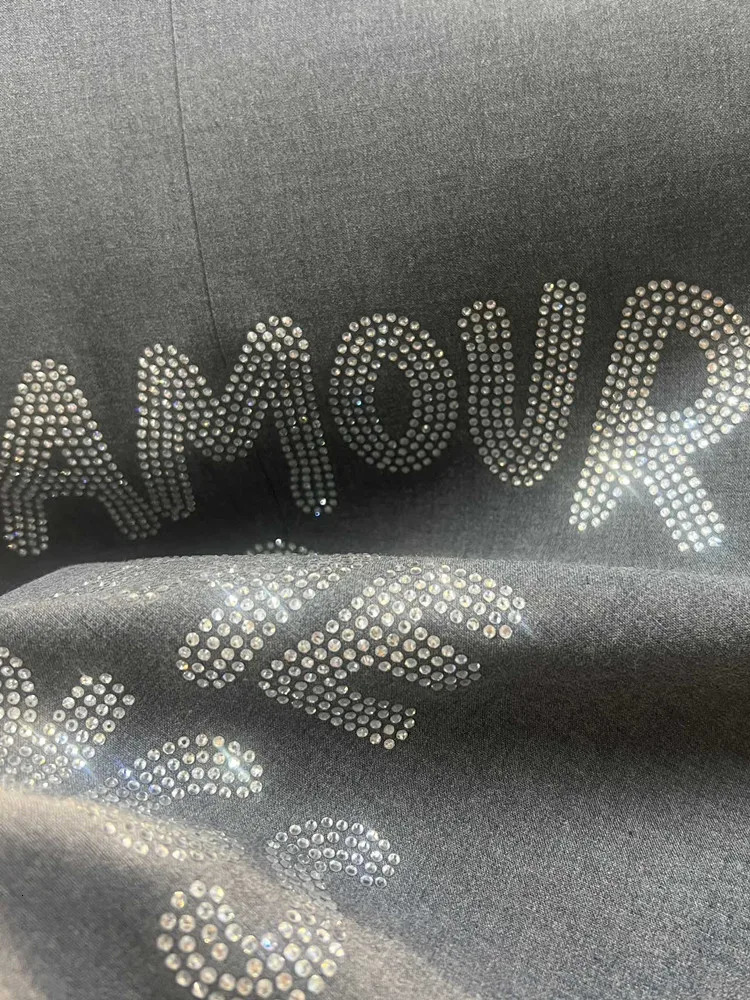 Womens Solid Color Blazer Back Letter Rhinestone n Shoulder Pad Single Breasted Autumn Female Fashion Suit Coat 241209